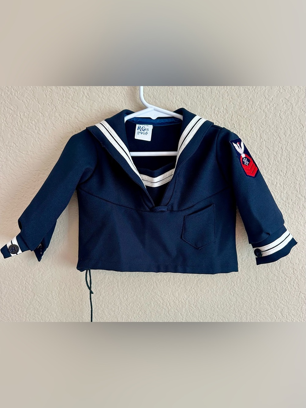 Vintage 1950s R-Gee Originals Nautical US Sailor Navy Shirt 18M Blue USA